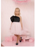 One Shoulder Satin Tulle Flower Girl Dress